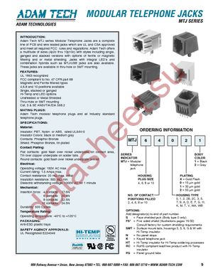 MTJ-88C01-FSP-PG6-LH-M3 datasheet  